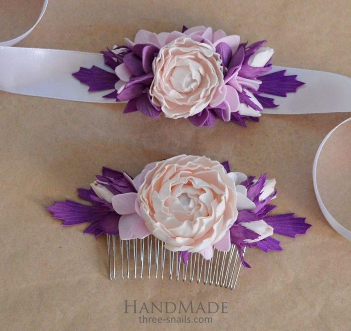 Handcrafted Hair Accessories For Weddings Set Three Snails