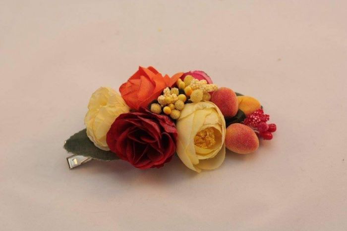 Hair Flower Accessories Barrette Peach