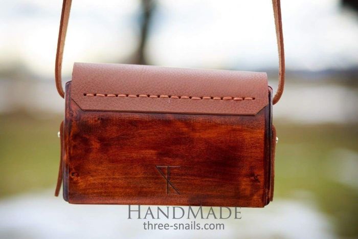 wooden clutch bag