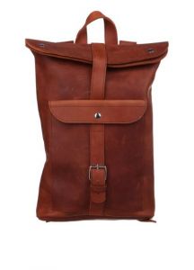 Brown leather knapsack