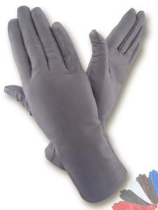 Gray leather gloves