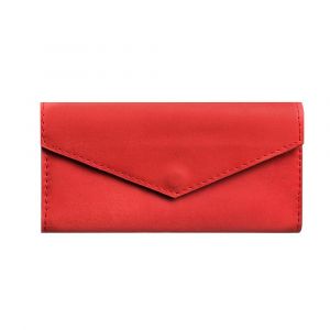Red genuine leather bifold
