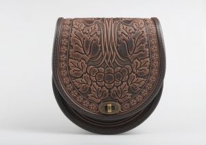 Brown Embossed Leather Crossbody Bag