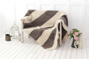 Outdoor Striped Throw Blanket White black wool blanket Queen size winter throw Large Mid century bulky Pendleton Thick Warm Wool Indoor twin