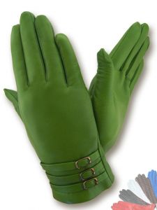 Green leather gloves