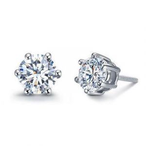White gold stud diamond earrings