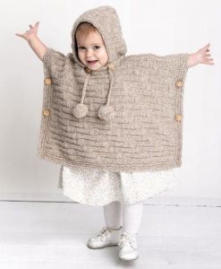 Knitted poncho sweater for baby