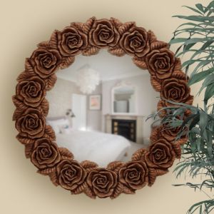 Round mid-century mirror for wall
