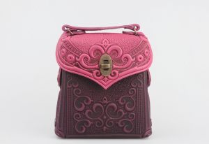 Purple pink genuine leather shoulder bag