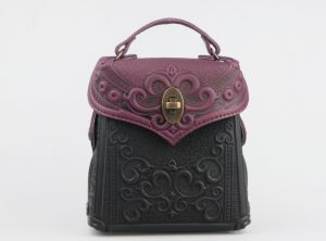 Purple black genuine leather shoulder bag