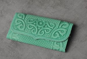 Hand tooled leather wallet