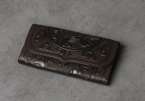 Brown embossed womens leather wallet