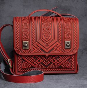 Genuine leather red shoulder bag 