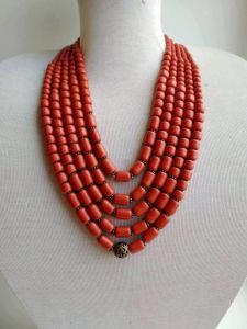 Chunky red bead necklace