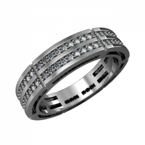 Gold wedding band for men with diamonds