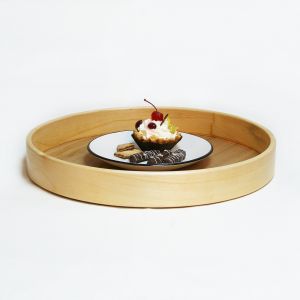 Round serving wooden tray