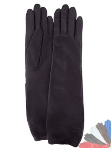 Long black leather gloves