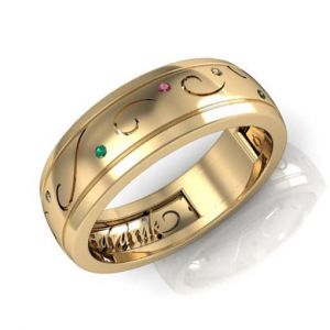 Emerald and Sapphire wedding band for him