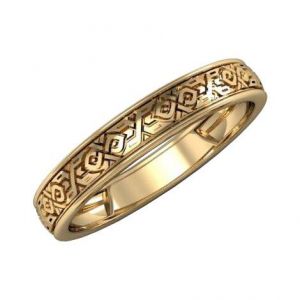 Gold wedding ring with ornament