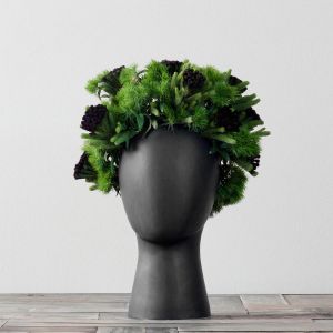 Black wig head vase