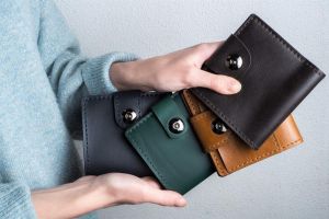 Hand stitched leather wallet