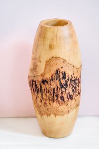 Long rustic wood vase