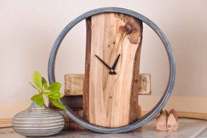 Round Rustic Wooden Wall Clock