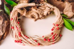 Organic Handmade Necklace "Cranberry"