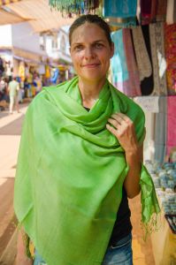 Brightly green shawl