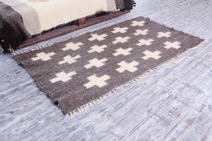 Small dark grey area rug