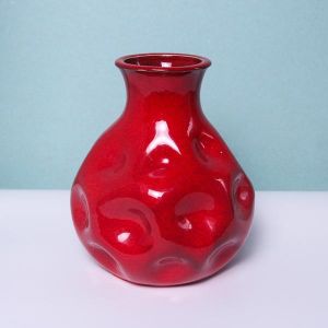 Red flower vase