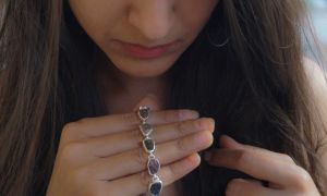 Black onyx sterling silver bracelet