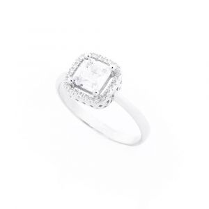 Square cut cubic zirconia silver ring
