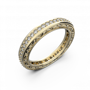Yellow gold and diamonds wedding band for women