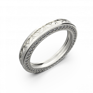 White gold wide wedding band for him and her