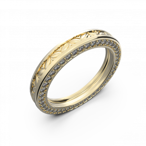 Yellow gold wide wedding band for him and her