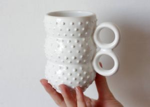 White spiky ceramic cup