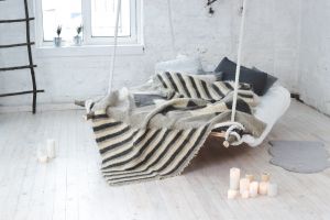 Bed throw "Lozenges and stripes"