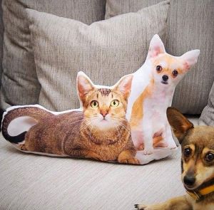 Animal print decorative pillow "Cat and dog"