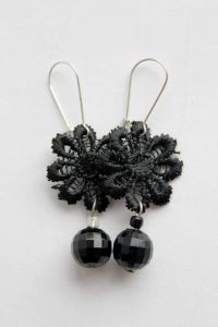 Beaded earrings "Night flower"