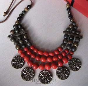Beaded necklace "Ceramic ducats"