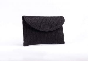 Black sisal clutch bag