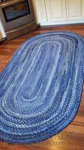 Blue large braided rug