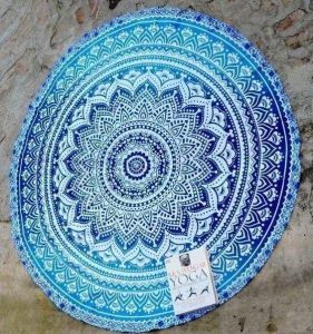 Blue round beach blanket