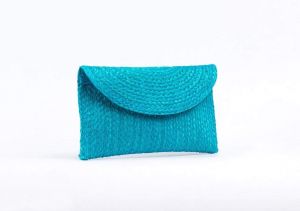 Blue sisal mini clutch bag