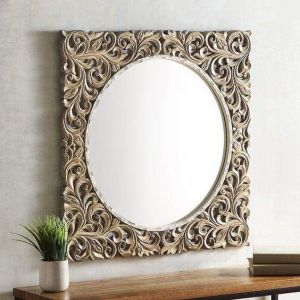 Carved square mirror
