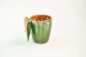 Ceramic coffee cup "Green wings"