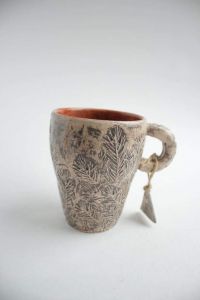 Clay modeling tea cup "Bronze sun"