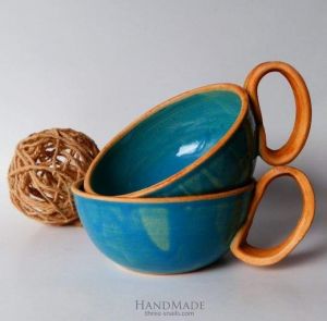 Clay tea cups set "Blue dream"