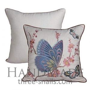 Cotton pillow cover embroidered butterfly